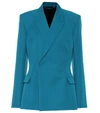 Balenciaga Tech Twill Double-breasted Blazer Jacket In Blue