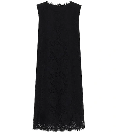 Dolce & Gabbana Floral Lace Sheath Sleeveless Mini Dress In Black