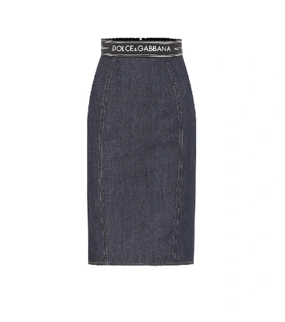 Dolce & Gabbana High-rise Denim Pencil Skirt In Blue
