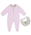 VERSACE BABY棉质连身衣和围兜套装,P00445179