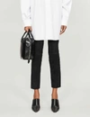 Vince High-rise Skinny Suede Trousers In Black
