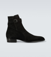 Saint Laurent Black Suede Wyatt Jodhpur Boots In Black