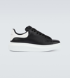 Alexander Mcqueen Oversized Leather Sneaker With Perforated Sides In Black