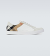 BURBERRY REETH CHECKED LEATHER SNEAKERS,P00433355