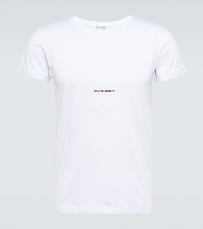 Saint Laurent White Cotton Logo T-shirt