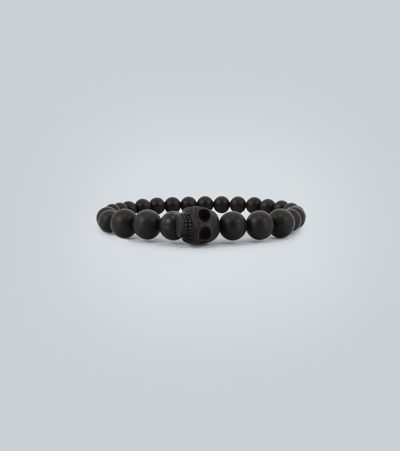 Alexander Mcqueen Skull Beaded Resin Bracelet In Black