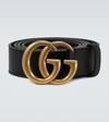 GUCCI LEATHER BELT WITH DOUBLE G BUCKLE,P00435818