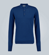 John Smedley Wool Long-sleeved Polo Shirt In Blue