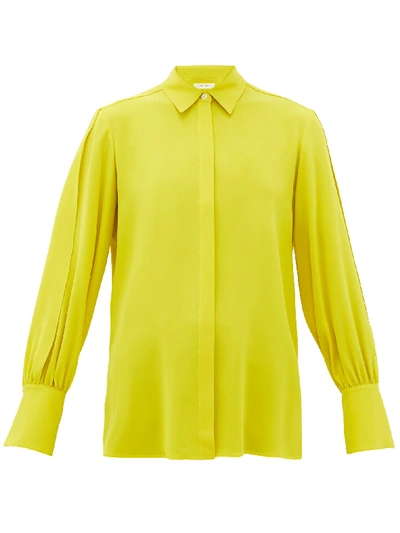 The Row Silk Long-sleeve Flared Blouse In Yellow