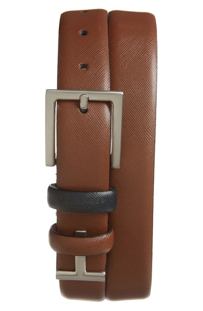 Ted Baker Inked Leather Belt In Tan
