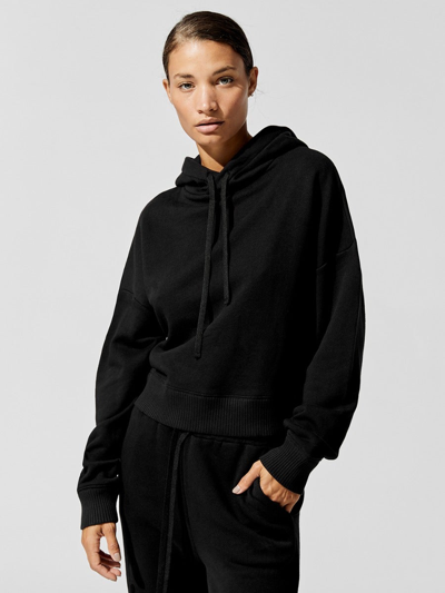 Carbon38 French Terry Hooded Sweatshirt In Black