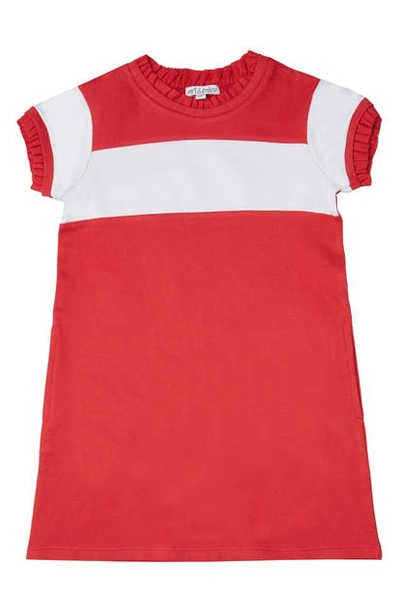 Art & Eden Kids' Jill Colorblock Organic Cotton Dress In Rouge