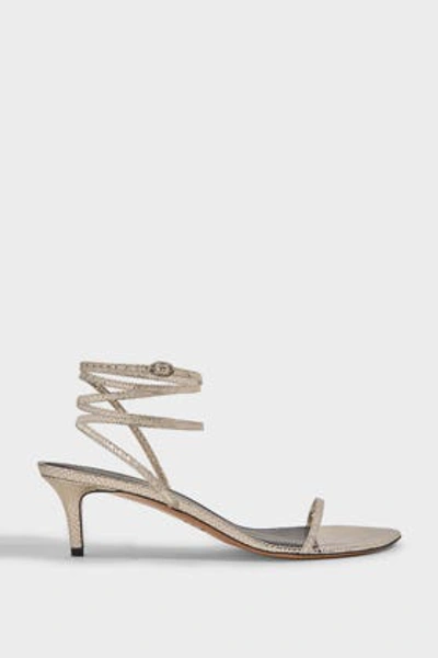 Isabel Marant 50mm Aridee Python Print Leather Sandals In Gold