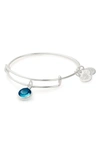 Alex And Ani Color Code Adjustable Wire Bangle In December - Blue Zircon/ Silver