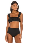 Eberjey So Solid Jane Ruffle Bandeau Bikini Top In Black