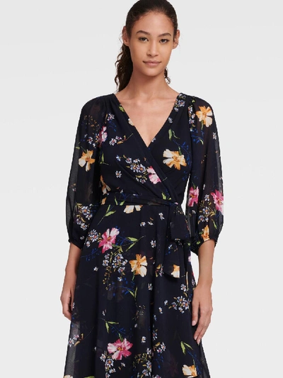 【Donna Karan New York】Floral-Print Faux-Wrap Dress Donna Karan New York Women's Floral Faux-Wrap Midi Dress