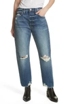 Frame Le Original Ripped High Waist Crop Jeans In Angeles Sand