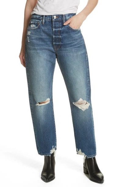 Frame Le Original Ripped High Waist Crop Jeans In Angeles Sand