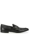 Ermenegildo Zegna Narrow-toe Leather Penny Loafers In Black