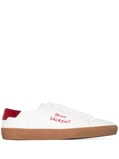 Saint Laurent 20mm Court Classic Leather Trainers In White Red