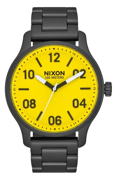 Nixon The Patrol Bracelet Watch, 42mm In Black/ Yellow/ Black
