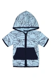 ANDY & EVAN SHARKS SHORT SLEEVE ZIP HOODIE,R2061000A