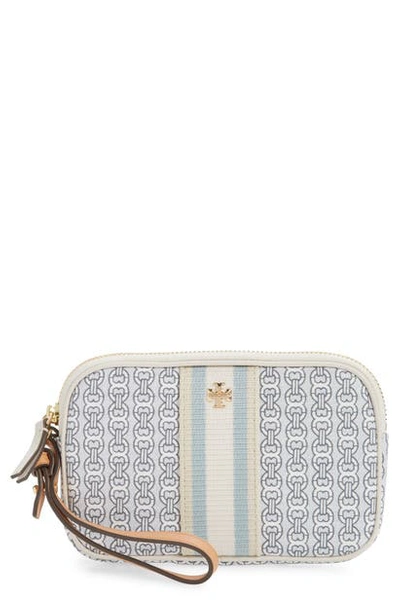 Tory Burch Gemini Link Canvas Wristlet In New Ivory Gemini Link