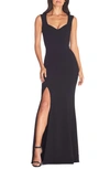 Dress The Population Monroe Side Slit Gown In Black