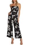 Willow Ryan Strapless Wide Leg Jumpsuit In Black