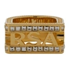 VERSACE VERSACE GOLD CRYSTAL CUT-OUT LOGO RING