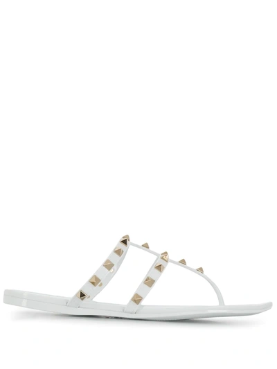 Valentino Garavani Rockstud Thong-strap Sandals In White