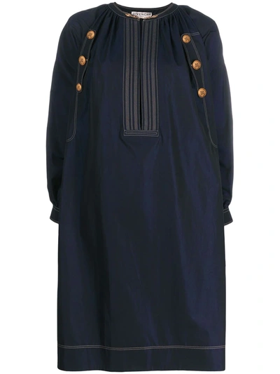 Givenchy Sailor Chain-neck Cotton-poplin Dress In Blue
