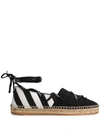Off-white Canvas Espadrilles In Black
