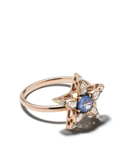 Selim Mouzannar 18kt Rose Gold Sapphire Diamond Star Ring