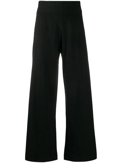 Pringle Of Scotland High-waist Wide-leg Knitted Trousers In Black