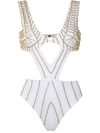 AMIR SLAMA EMBROIDERED CUT OUT SWIMSUIT