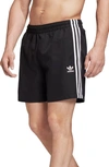 Adidas Originals Camo 3-stripes Cotton Blend Fleece Sweat Shorts In Black