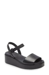 Shop Camper Misia Platform Wedge Sandal In New Black Leather