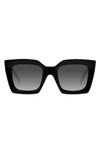 Celine 51mm Polarized Square Sunglasses In Black/ Smoke