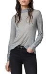 Allsaints Francesco Ruched Long Sleeve T-shirt In Grey Marl