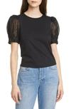 ALICE AND OLIVIA POSEY LACE PUFF SLEEVE T-SHIRT,CC003A89022