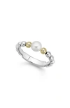 Lagos Sterling Silver & 18k Yellow Gold Luna Cultured Freshwater Pearl Ring In Silver/ Pearl