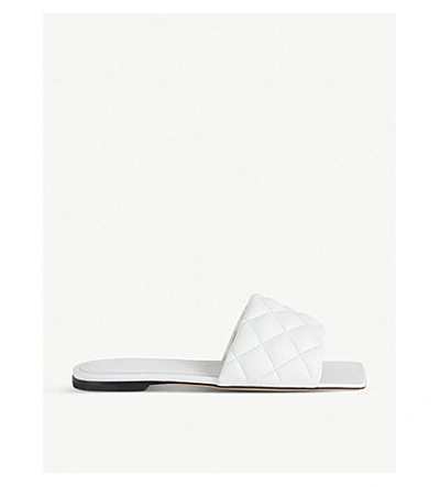 Bottega Veneta 10mm Padded Leather Slide Flats In Optic White
