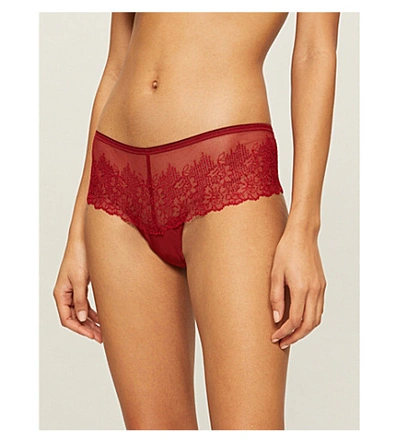 Aubade St Tropez Embroidered Stretch-lace Briefs In Garance