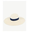 Maison Michel Beige & Navy Henrietta Fedora Hat In Natural Navy