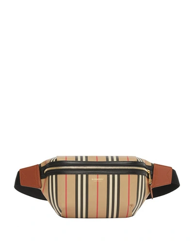 Burberry Sonny Icon Stripe E-canvas Belt Bag In Archive Biege