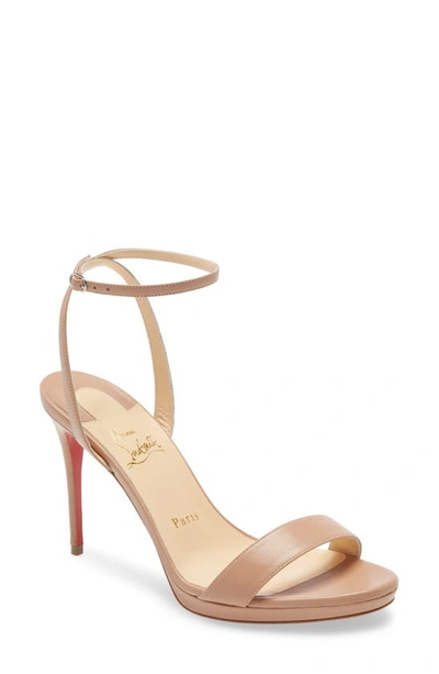 Christian Louboutin Loubi Queen Red Sole Ankle-wrap Sandals In Pink