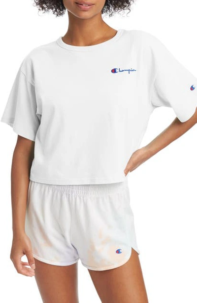 Champion Women's Heritage Cropped T-shirt In White/pink