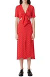 Maje Rinoui Polka Dot Midi Dress In Red