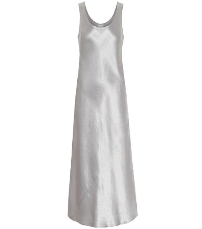 Max Mara Leisure Talete Satin Midi Dress In Silver